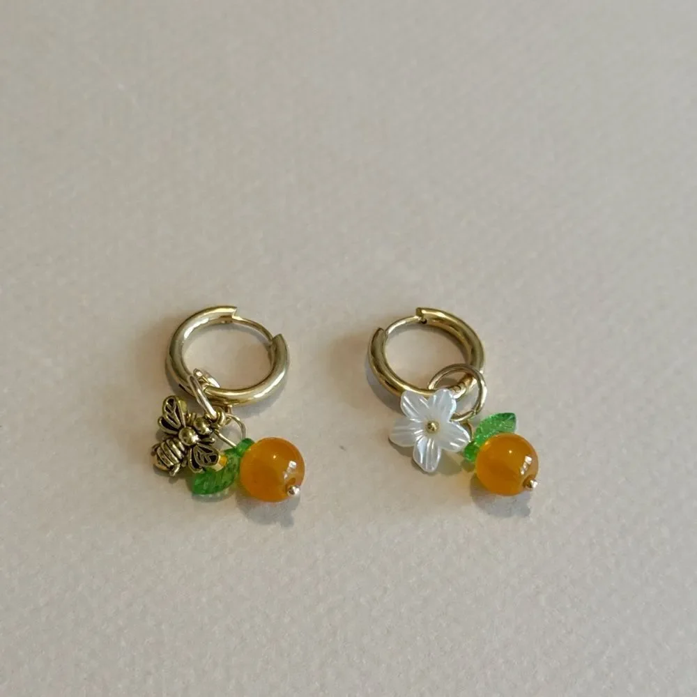 Bee hoop earrings #1544